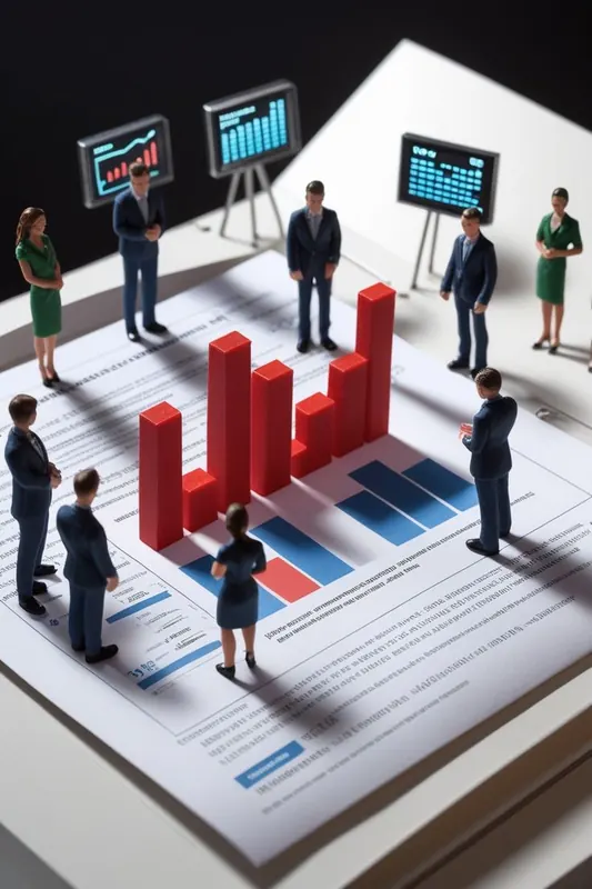 Miniature figures around a presentation chart