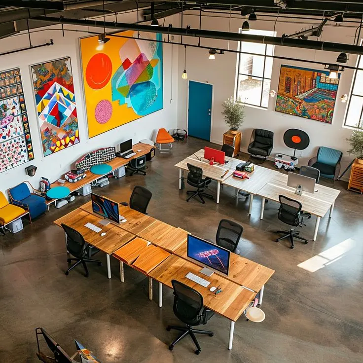 Open studio floor seen from above